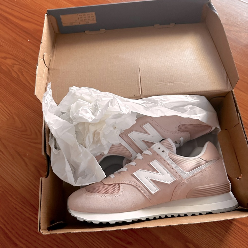 New Balance Blush and White Sneakers